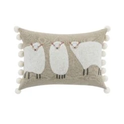 Country Collection Trio Of Sheep Wool Embroidered Cushion 9 Country Collection Trio Of Sheep Wool Embroidered Cushion -Daals Store HW CUSH SHEEP WB1