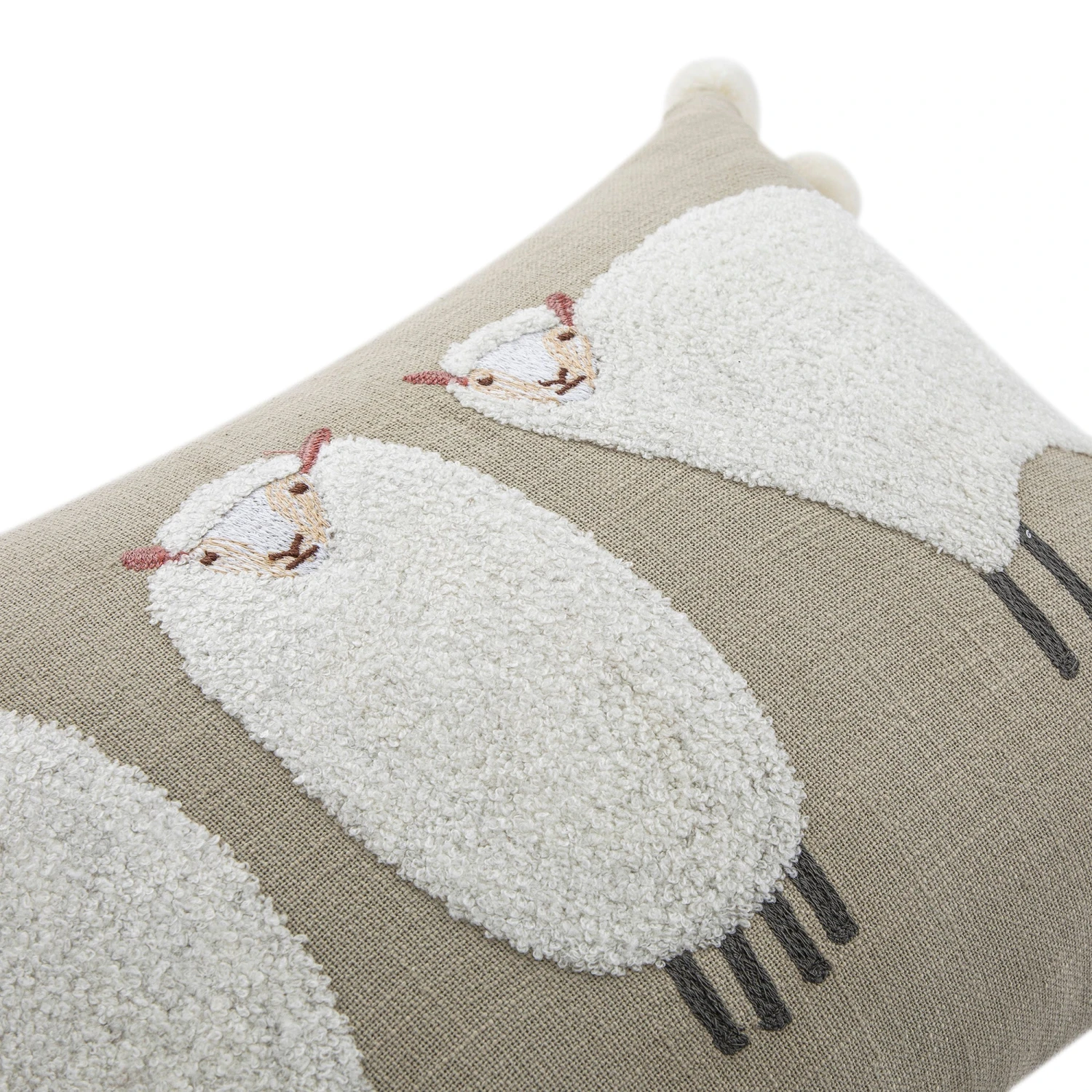Country Collection Trio Of Sheep Wool Embroidered Cushion 4 Country Collection Trio Of Sheep Wool Embroidered Cushion - Image 4