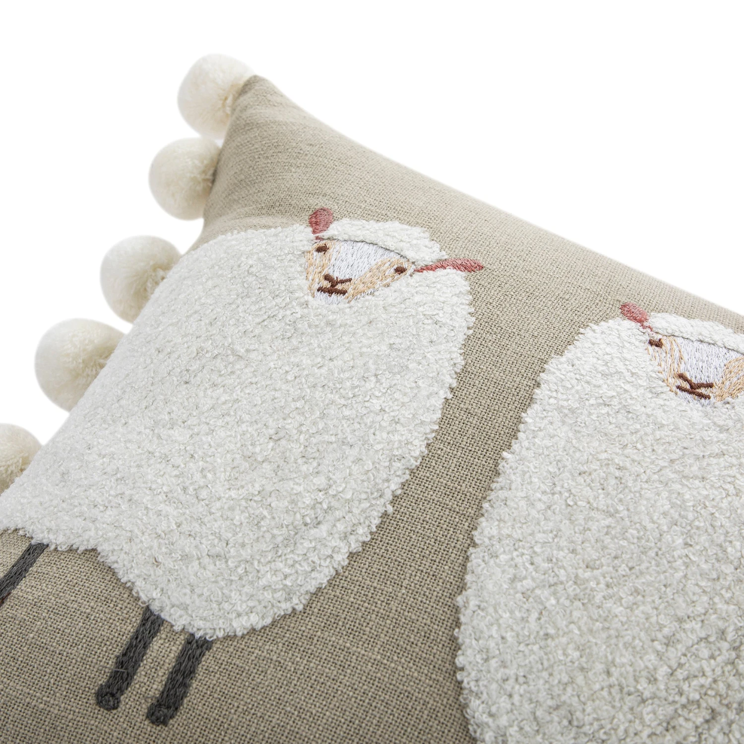 Country Collection Trio Of Sheep Wool Embroidered Cushion 5 Country Collection Trio Of Sheep Wool Embroidered Cushion - Image 5