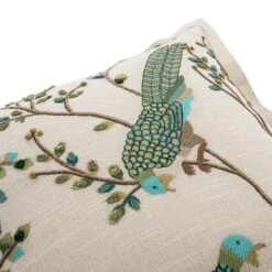 Flora & Fauna Hand Embroidered Songbird Cushion 18 Flora & Fauna Hand Embroidered Songbird Cushion -Daals Store HW CUSH SONGBIRD detail1