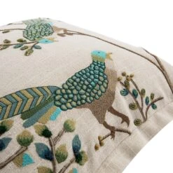 Flora & Fauna Hand Embroidered Songbird Cushion 19 Flora & Fauna Hand Embroidered Songbird Cushion -Daals Store HW CUSH SONGBIRD detail2
