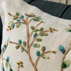 Flora & Fauna Hand Embroidered Songbird Cushion 15 Flora & Fauna Hand Embroidered Songbird Cushion -Daals Store HW CUSH SONGBIRD scene3
