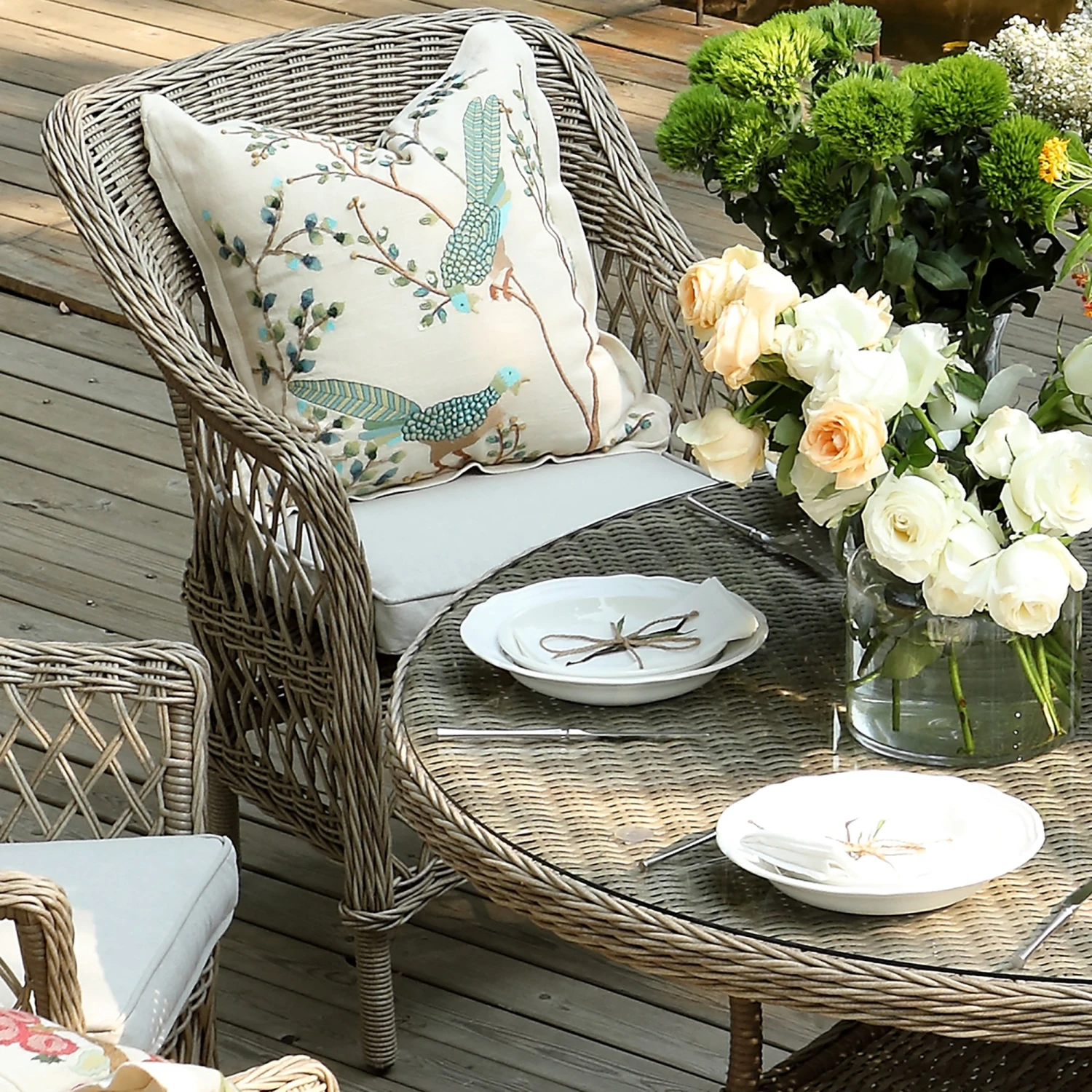 Flora & Fauna Hand Embroidered Songbird Cushion 5 Flora & Fauna Hand Embroidered Songbird Cushion - Image 5