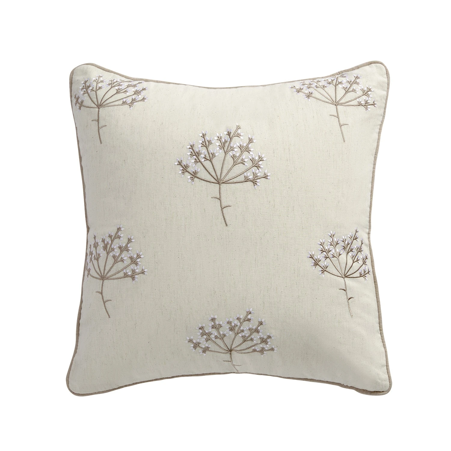 Meadow Cream Sprig Embroidered Cotton Cushion 1 Meadow Cream Sprig Embroidered Cotton Cushion