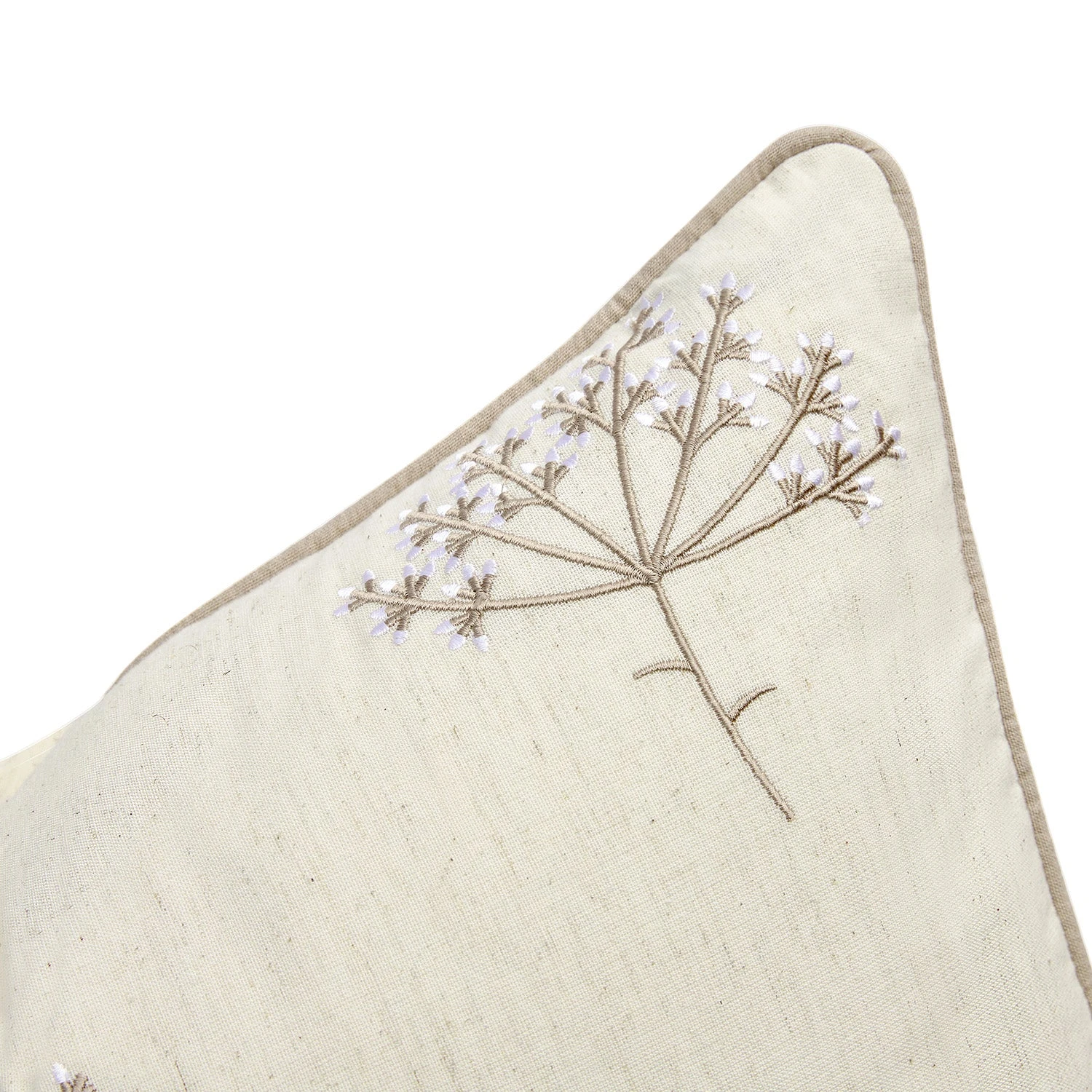 Meadow Cream Sprig Embroidered Cotton Cushion 3 Meadow Cream Sprig Embroidered Cotton Cushion - Image 3