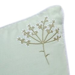 Meadow Seafoam Green Sprig Embroidered Linen Blend Cushion 5 Meadow Seafoam Green Sprig Embroidered Linen Blend Cushion -Daals Store HW CUSH SPRIG SEAFOAM detail1