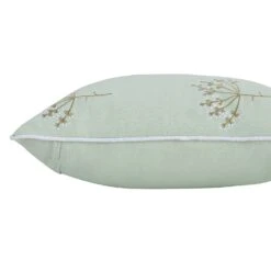 Meadow Seafoam Green Sprig Embroidered Linen Blend Cushion 6 Meadow Seafoam Green Sprig Embroidered Linen Blend Cushion -Daals Store HW CUSH SPRIG SEAFOAM detail2