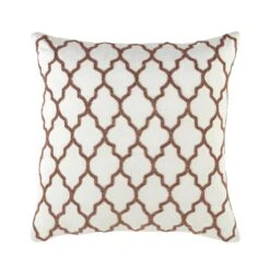 Luxe Collection Pearl White & Bronze – Trellis Hand Beaded Velvet Cushion -Daals Store HW CUSH TRELLIS45 WB1