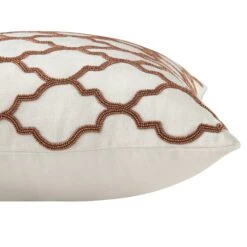 Luxe Collection Pearl White & Bronze – Trellis Hand Beaded Velvet Cushion -Daals Store HW CUSH TRELLIS45 detail1