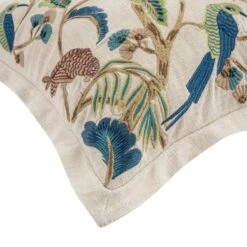 Flora & Fauna Cream Tropical Bird Garden – Hand Embroidered Jacobean Style Cushion -Daals Store HW CUSH TROPICBIRDGARDEN detail3 a9b628cc 856f 47e6 8829 95fe3292a054