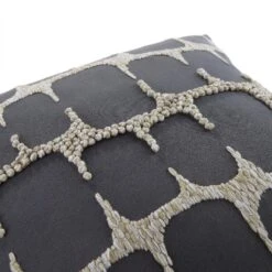 Wylder Collection French Knot Wool Embroidered Cushion - Cream Textured Decorative Pillow -Daals Store HW CUSH WYLDERKNOT45 detail2