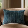 Luxe Collection Zita Beaded Teal Cotton Velvet Cushion – Handmade Silver Beadwork Rectangular Accent