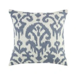 Ikat Collection Dusty Blue Hand Embroidered Traditional Motif Square Cushion 11 Ikat Collection Dusty Blue Hand Embroidered Traditional Motif Square Cushion -Daals Store HW IKAT BLUE45 WB1