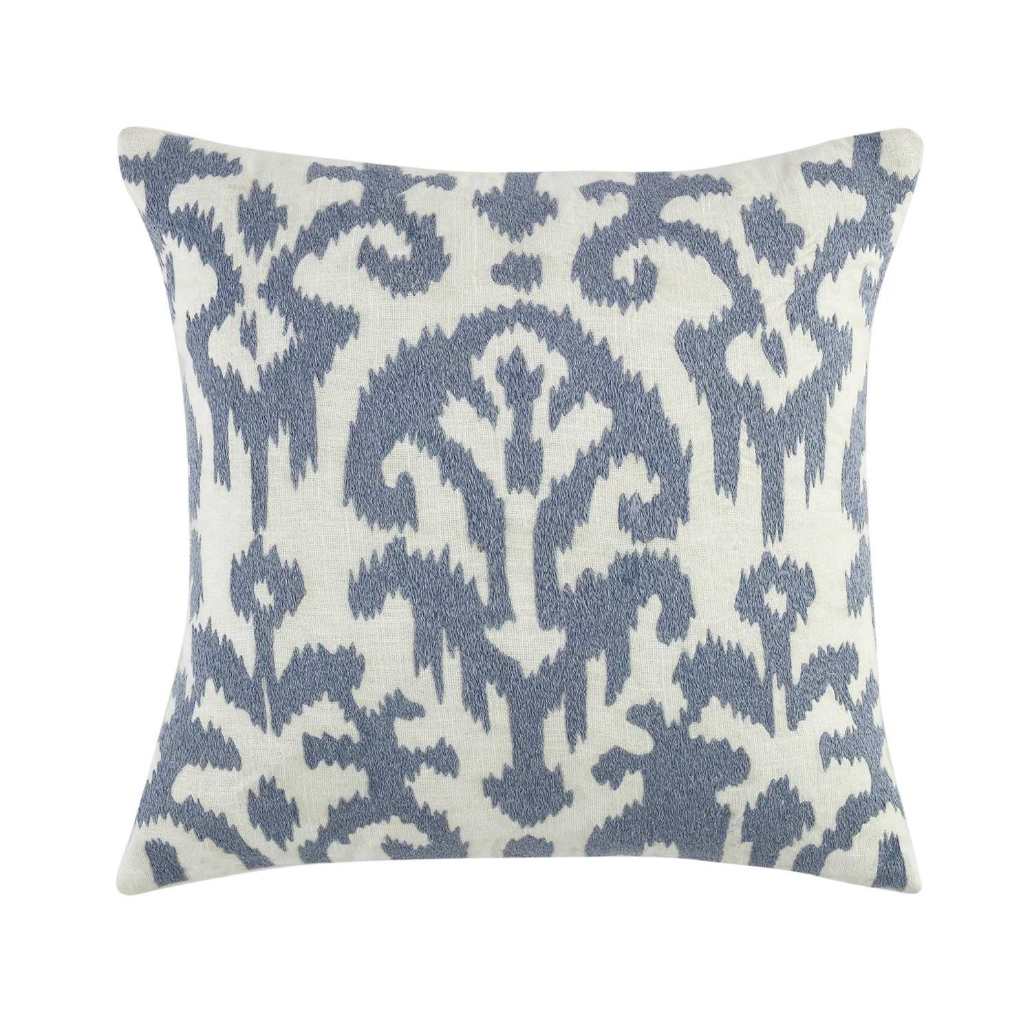 Ikat Collection Dusty Blue Hand Embroidered Traditional Motif Square Cushion 4 Ikat Collection Dusty Blue Hand Embroidered Traditional Motif Square Cushion - Image 4