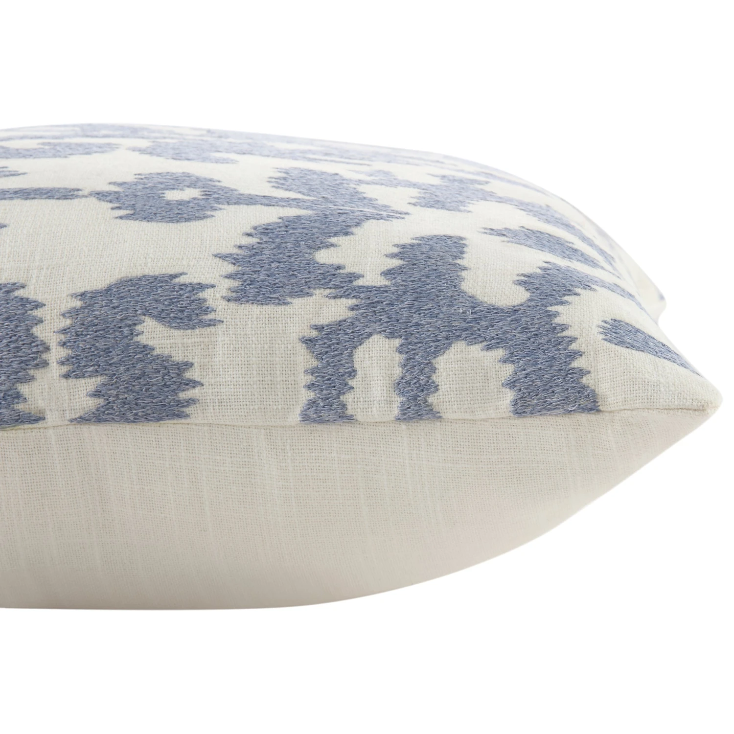 Ikat Collection Dusty Blue Hand Embroidered Traditional Motif Square Cushion 5 Ikat Collection Dusty Blue Hand Embroidered Traditional Motif Square Cushion - Image 5
