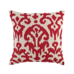 Ikat Collection Fuchsia Pink Hand Embroidered Cushion - 45x45 Cotton Decorative Throw Pillow -Daals Store HW IKAT FUSCHIA45 WB1