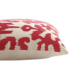 Ikat Collection Fuchsia Pink Hand Embroidered Cushion - 45x45 Cotton Decorative Throw Pillow -Daals Store HW IKAT FUSCHIA45 detail1