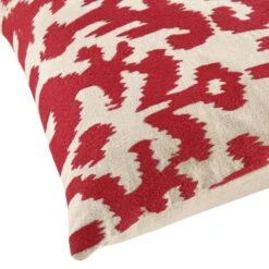 Ikat Collection Fuchsia Pink Hand Embroidered Cushion - 45x45 Cotton Decorative Throw Pillow -Daals Store HW IKAT FUSCHIA45 detail2