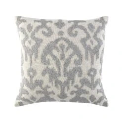 Ikat Collection Lunar Grey Hand Embroidered Cotton Cushion - 45x45 Variegated Pattern Pillow 11 Ikat Collection Lunar Grey Hand Embroidered Cotton Cushion - 45x45 Variegated Pattern Pillow -Daals Store HW IKAT GREY45 WB1