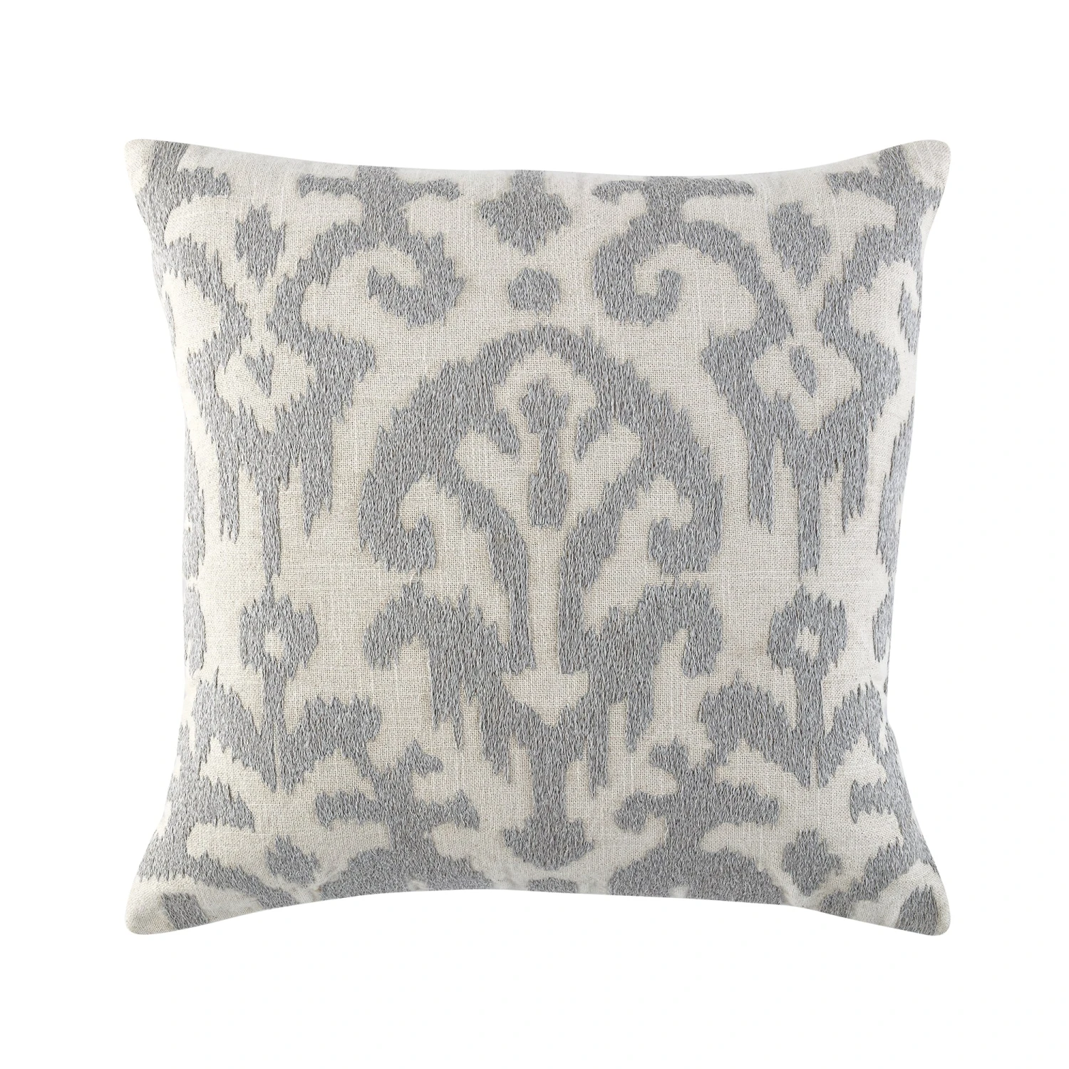 Ikat Collection Lunar Grey Hand Embroidered Cotton Cushion - 45x45 Variegated Pattern Pillow 4 Ikat Collection Lunar Grey Hand Embroidered Cotton Cushion - 45x45 Variegated Pattern Pillow - Image 4