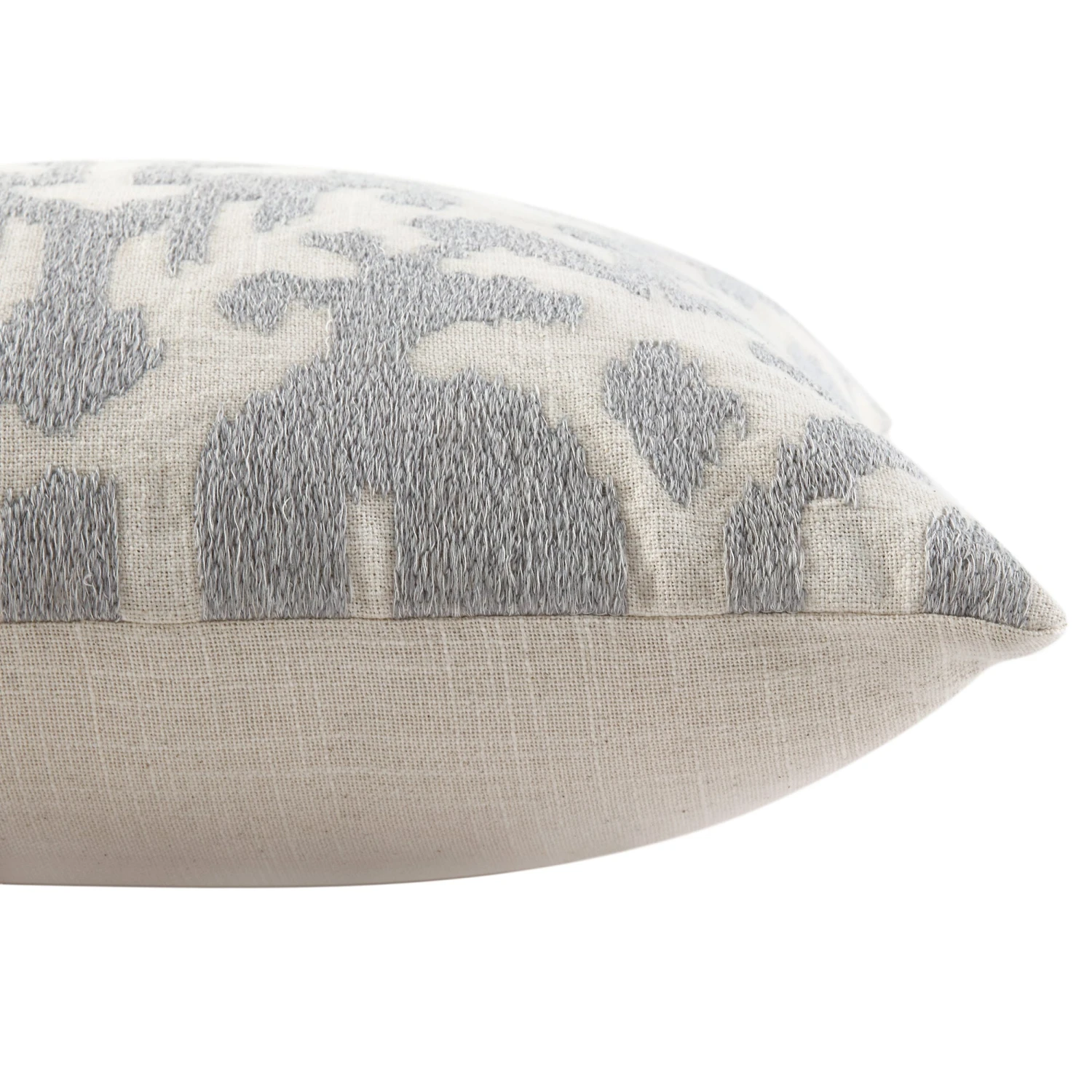 Ikat Collection Lunar Grey Hand Embroidered Cotton Cushion - 45x45 Variegated Pattern Pillow 5 Ikat Collection Lunar Grey Hand Embroidered Cotton Cushion - 45x45 Variegated Pattern Pillow - Image 5