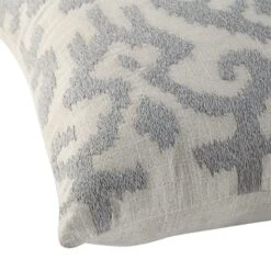 Ikat Collection Lunar Grey Hand Embroidered Cotton Cushion - 45x45 Variegated Pattern Pillow 13 Ikat Collection Lunar Grey Hand Embroidered Cotton Cushion - 45x45 Variegated Pattern Pillow -Daals Store HW IKAT GREY45 detail2