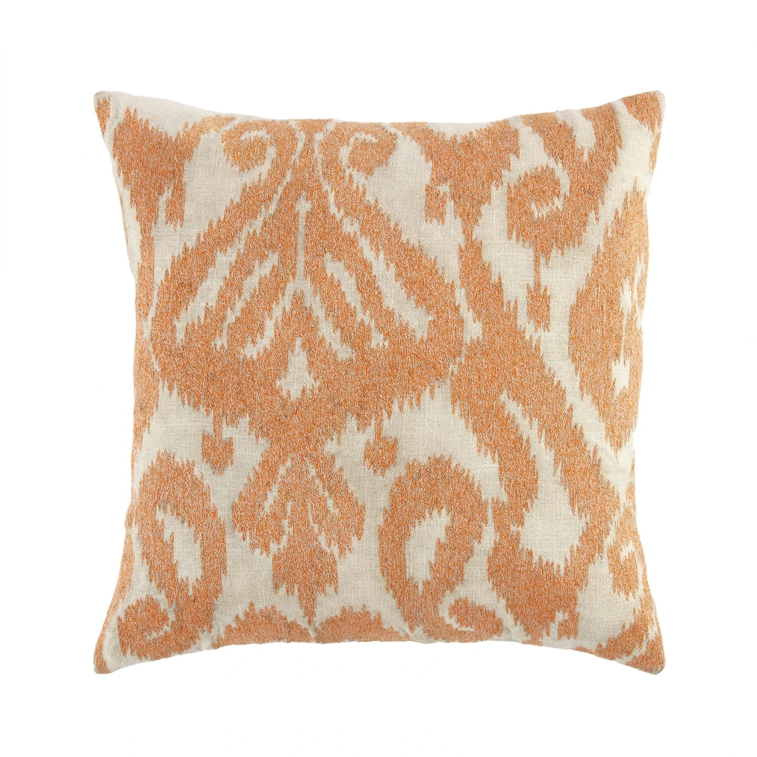 Ikat Collection Papaya Orange Hand-Embroidered Variegated Pattern β 45x45 Cotton Decorative Cushion 1 Ikat Collection Papaya Orange Hand-Embroidered Variegated Pattern β 45x45 Cotton Decorative Cushion