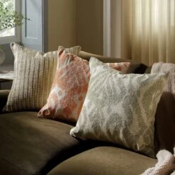 Ikat Collection Papaya Orange Hand-Embroidered Variegated Pattern β 45x45 Cotton Decorative Cushion 7 Ikat Collection Papaya Orange Hand-Embroidered Variegated Pattern β 45x45 Cotton Decorative Cushion -Daals Store HW IKAT ORANGE45 main