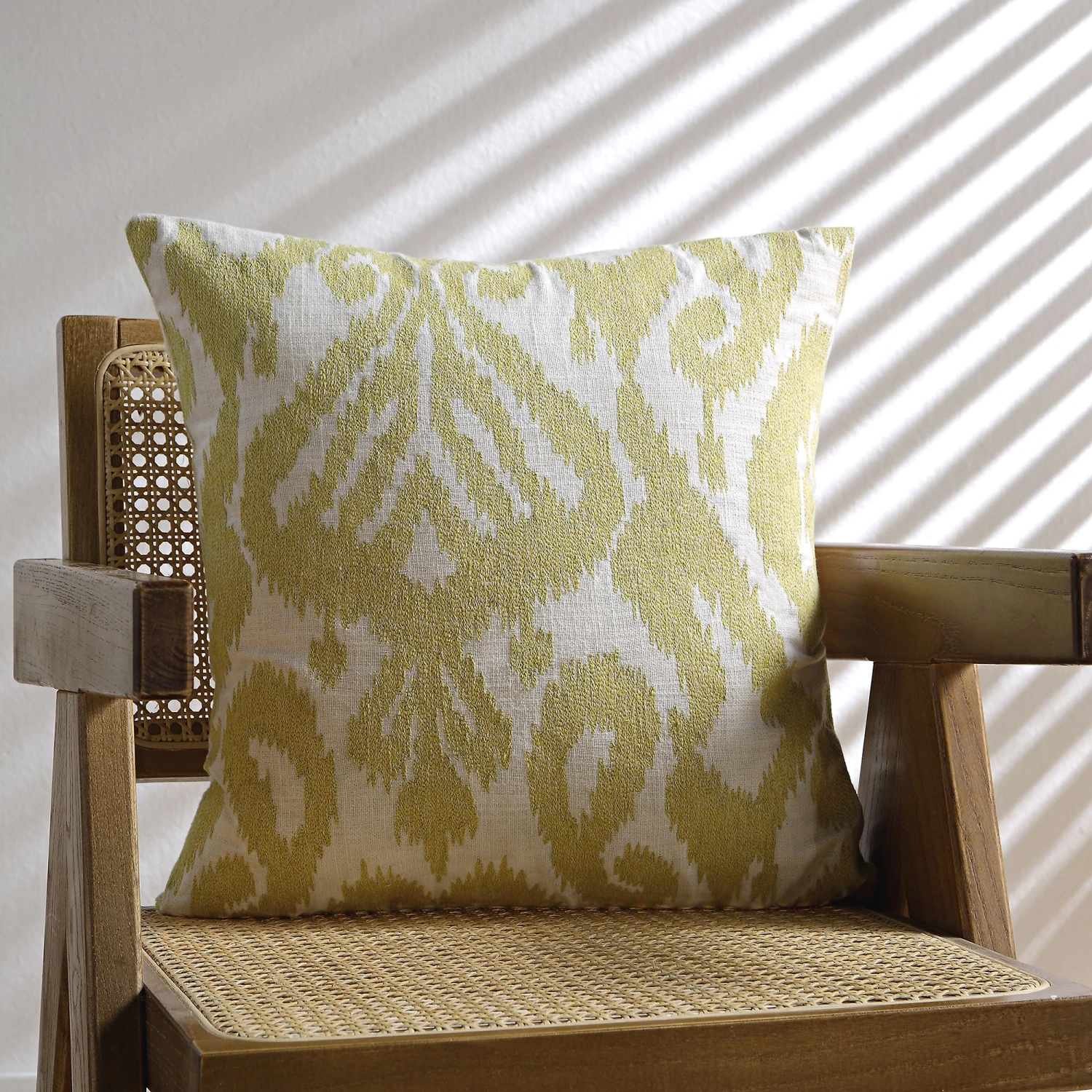 Ikat Collection Corn Yellow Hand Embroidered Cushion 1 Ikat Collection Corn Yellow Hand Embroidered Cushion