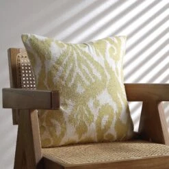 Ikat Collection Corn Yellow Hand Embroidered Cushion 8 Ikat Collection Corn Yellow Hand Embroidered Cushion -Daals Store HW IKAT YELLOW45 scene1