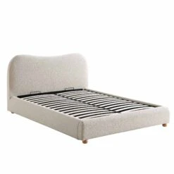 Egerie Curved Headboard Beige Boucle Ottoman Storage Bed -Daals Store JAH 011 BEIGE BOUCLE WB2