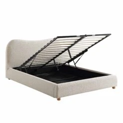 Egerie Curved Headboard Beige Boucle Ottoman Storage Bed -Daals Store JAH 011 BEIGE BOUCLE WB3