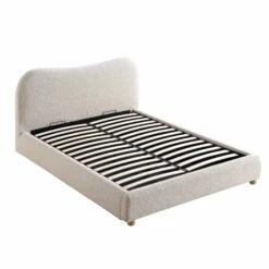 Egerie Curved Headboard Beige Boucle Ottoman Storage Bed -Daals Store JAH 011 BEIGE BOUCLE WB4