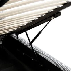 Egerie Curved Headboard Slate Blue Striped Fabric Ottoman Storage Bed -Daals Store JAH 011 BLUE STRIPE detail3