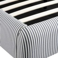 Egerie Curved Headboard Slate Blue Striped Fabric Ottoman Storage Bed -Daals Store JAH 011 BLUE STRIPE detail4