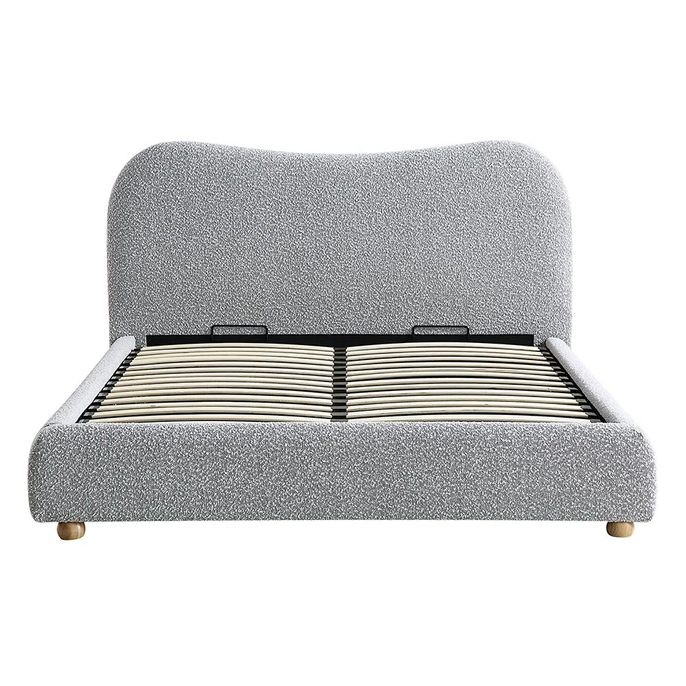 Egerie Curved Headboard Mist Grey Boucle Ottoman Storage Bed 4 Egerie Curved Headboard Mist Grey Boucle Ottoman Storage Bed - Image 4