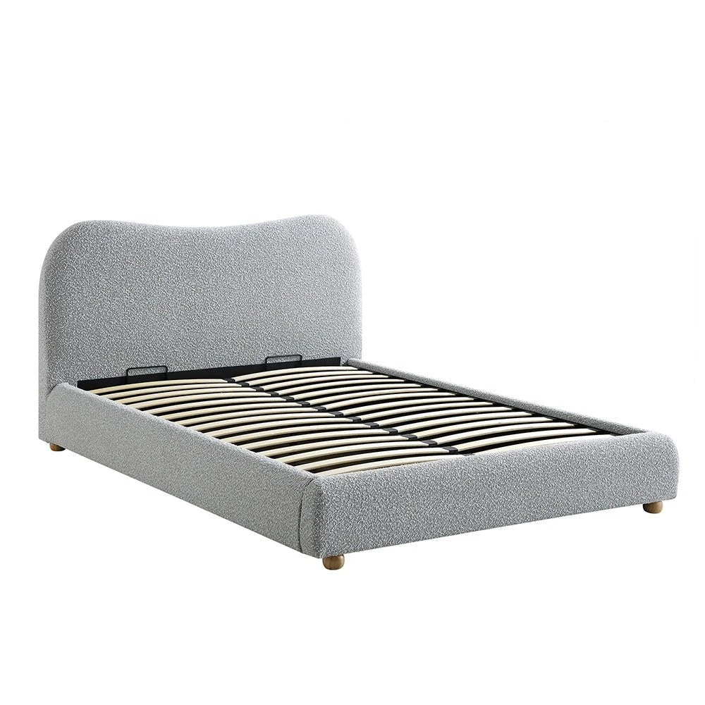 Egerie Curved Headboard Mist Grey Boucle Ottoman Storage Bed 5 Egerie Curved Headboard Mist Grey Boucle Ottoman Storage Bed - Image 5