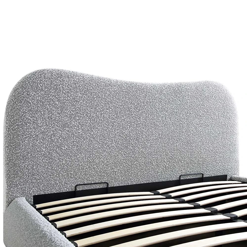 Egerie Curved Headboard Mist Grey Boucle Ottoman Storage Bed 11 Egerie Curved Headboard Mist Grey Boucle Ottoman Storage Bed - Image 11
