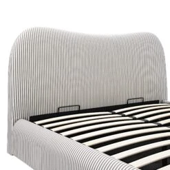 Egerie Curved Headboard Light Taupe Striped Fabric Ottoman Storage Bed 32 Egerie Curved Headboard Light Taupe Striped Fabric Ottoman Storage Bed -Daals Store JAH 011 TAUPE STRIPE detail1