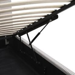 Egerie Curved Headboard Light Taupe Striped Fabric Ottoman Storage Bed 35 Egerie Curved Headboard Light Taupe Striped Fabric Ottoman Storage Bed -Daals Store JAH 011 TAUPE STRIPE detail4