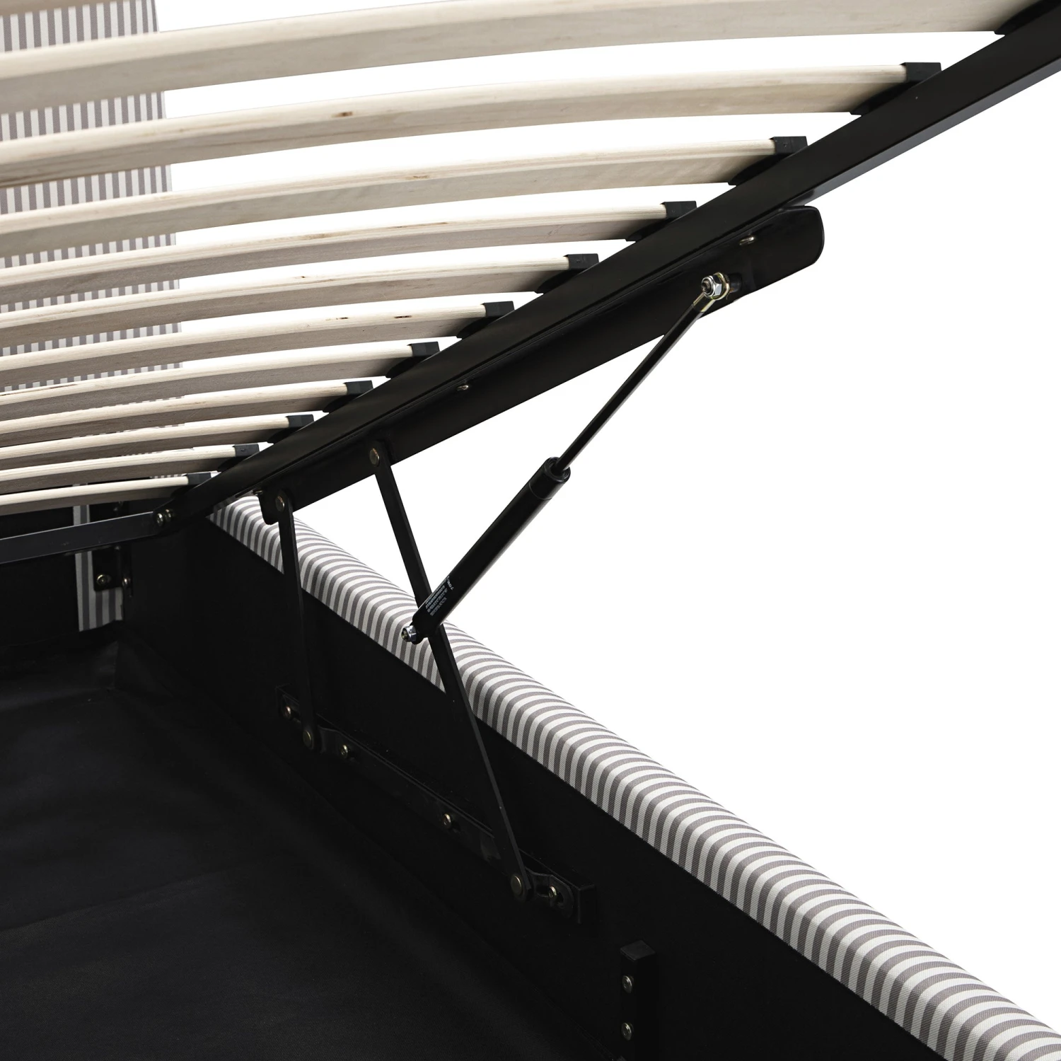 Egerie Curved Headboard Light Taupe Striped Fabric Ottoman Storage Bed 17 Egerie Curved Headboard Light Taupe Striped Fabric Ottoman Storage Bed - Image 17