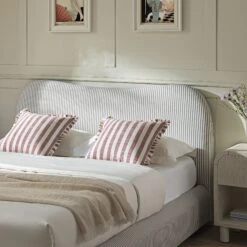 Egerie Curved Headboard Light Taupe Striped Fabric Ottoman Storage Bed 23 Egerie Curved Headboard Light Taupe Striped Fabric Ottoman Storage Bed -Daals Store JAH 011 TAUPE STRIPE scene4