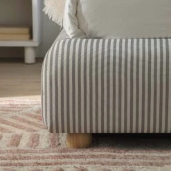 Egerie Curved Headboard Light Taupe Striped Fabric Ottoman Storage Bed 24 Egerie Curved Headboard Light Taupe Striped Fabric Ottoman Storage Bed -Daals Store JAH 011 TAUPE STRIPE scene5