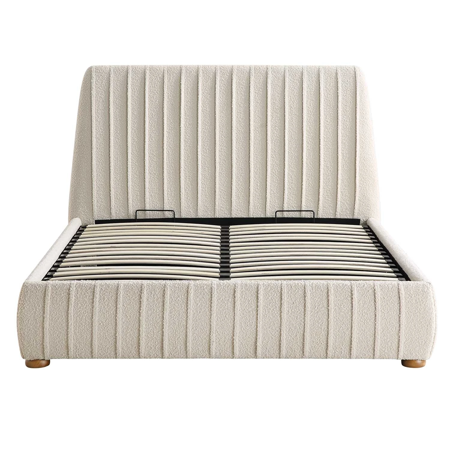 Helia Pleated Ottoman Storage Bed, Beige Boucle 5 Helia Pleated Ottoman Storage Bed, Beige Boucle - Image 5