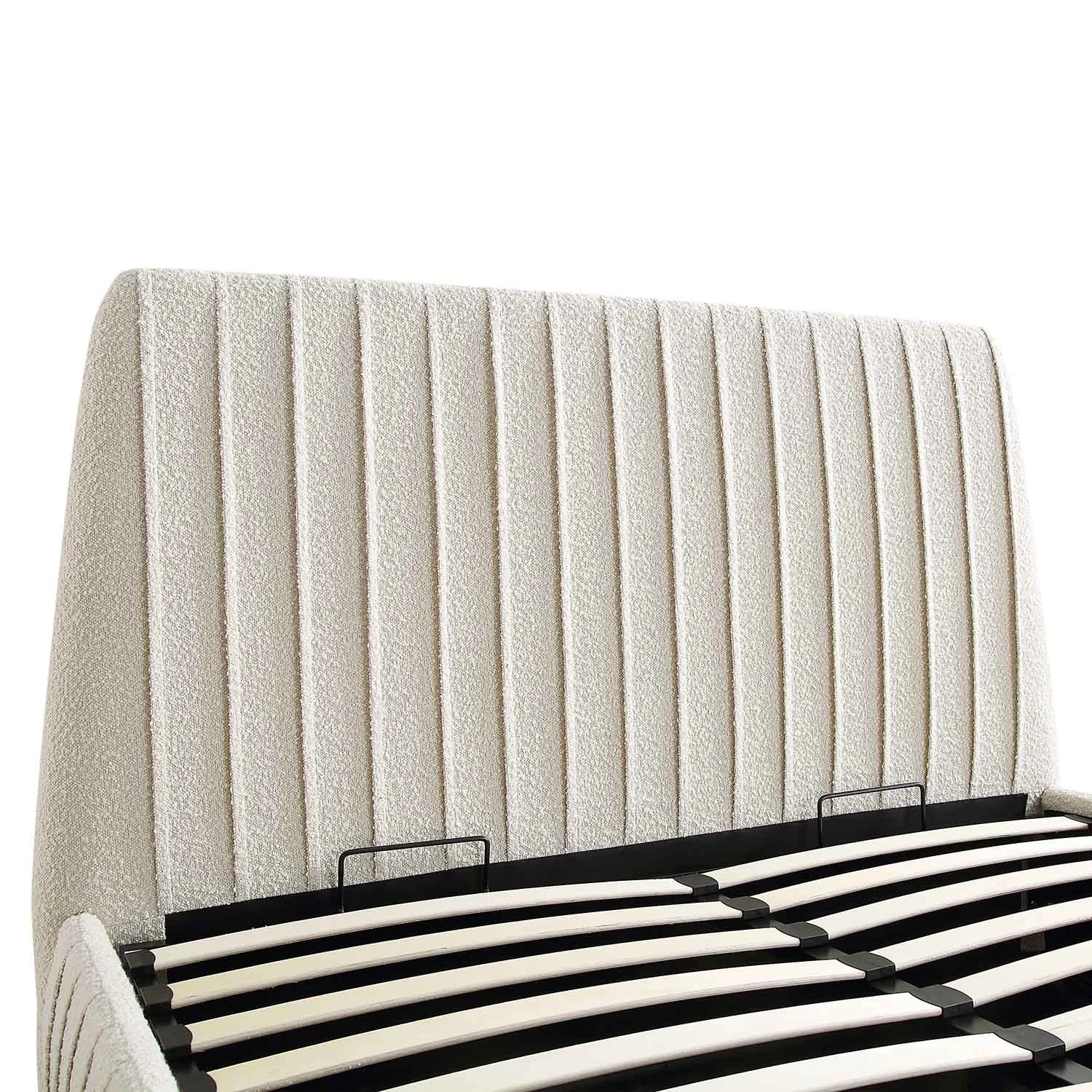 Helia Pleated Ottoman Storage Bed, Beige Boucle 11 Helia Pleated Ottoman Storage Bed, Beige Boucle - Image 11