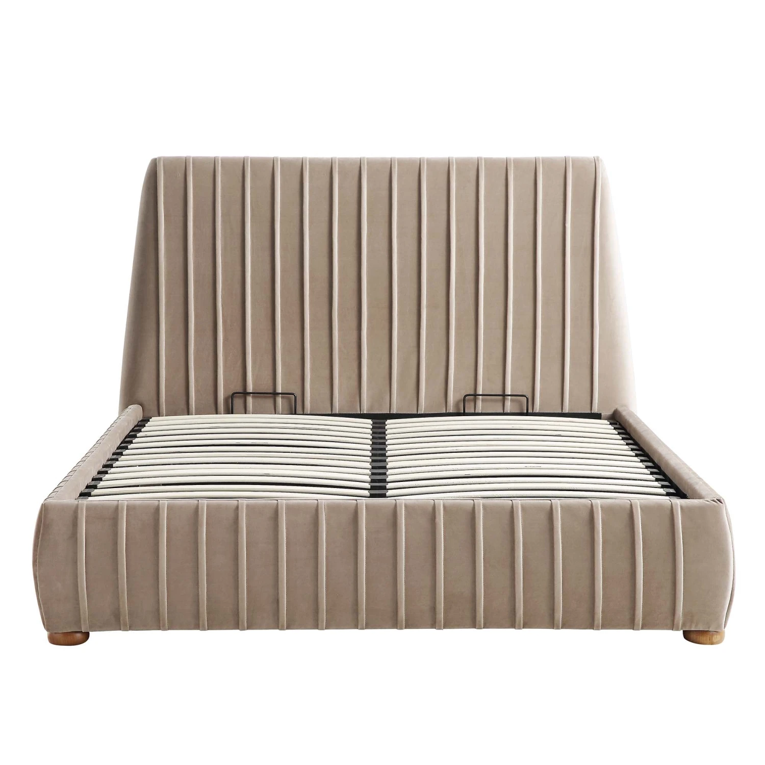 Helia Pleated Ottoman Storage Bed, Taupe Velvet 5 Helia Pleated Ottoman Storage Bed, Taupe Velvet - Image 5