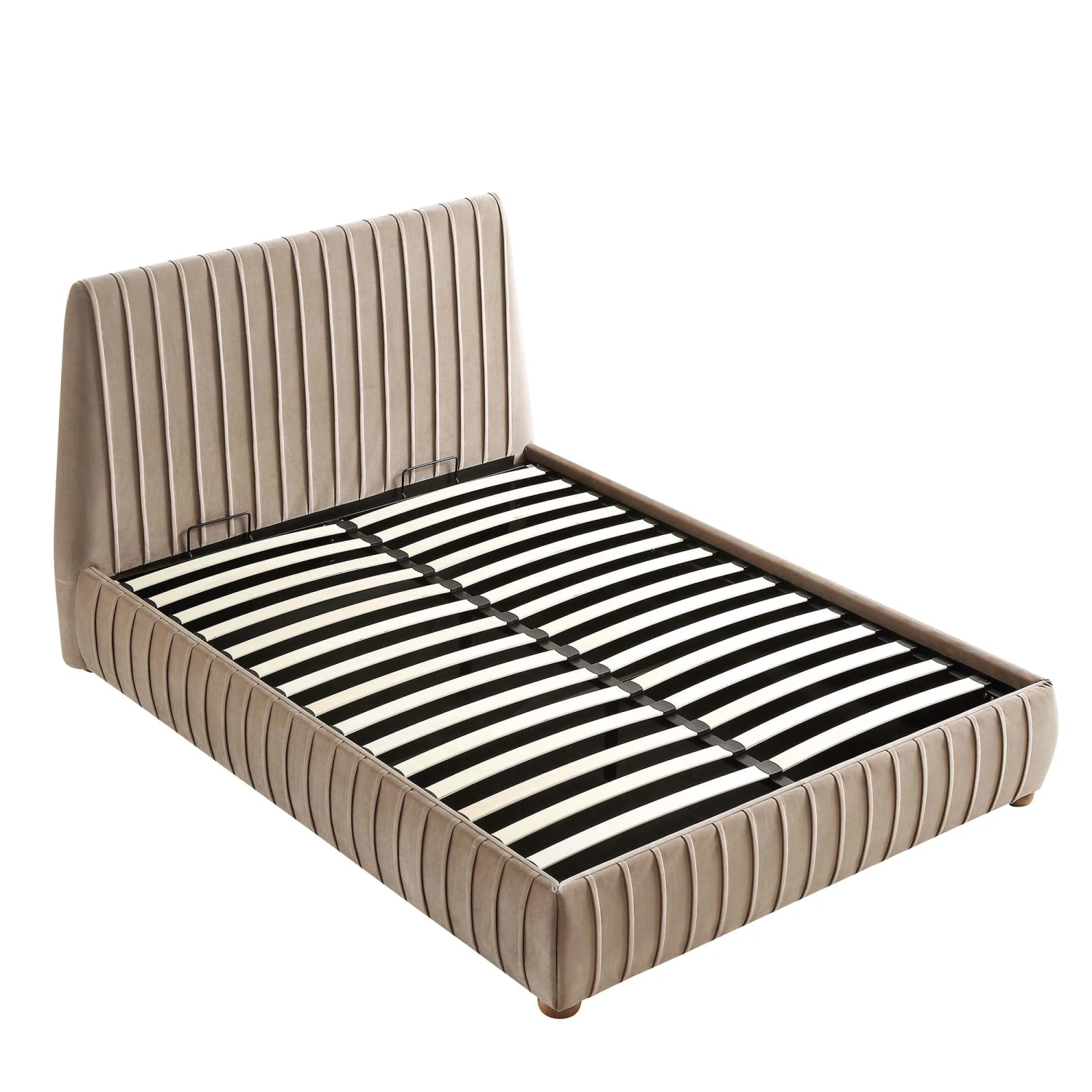 Helia Pleated Ottoman Storage Bed, Taupe Velvet 9 Helia Pleated Ottoman Storage Bed, Taupe Velvet - Image 9