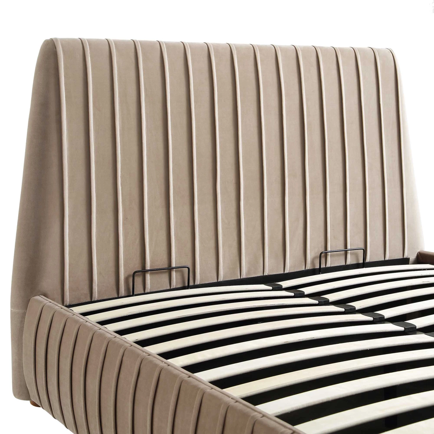Helia Pleated Ottoman Storage Bed, Taupe Velvet 12 Helia Pleated Ottoman Storage Bed, Taupe Velvet - Image 12