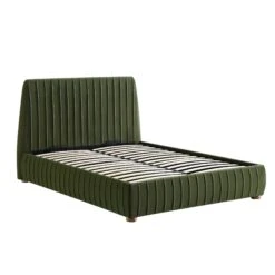 Helia Pleated Ottoman Storage Bed, Moss Green Velvet -Daals Store JAH 012 MOSS VEL WB2
