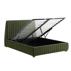 Helia Pleated Ottoman Storage Bed, Moss Green Velvet -Daals Store JAH 012 MOSS VEL WB3